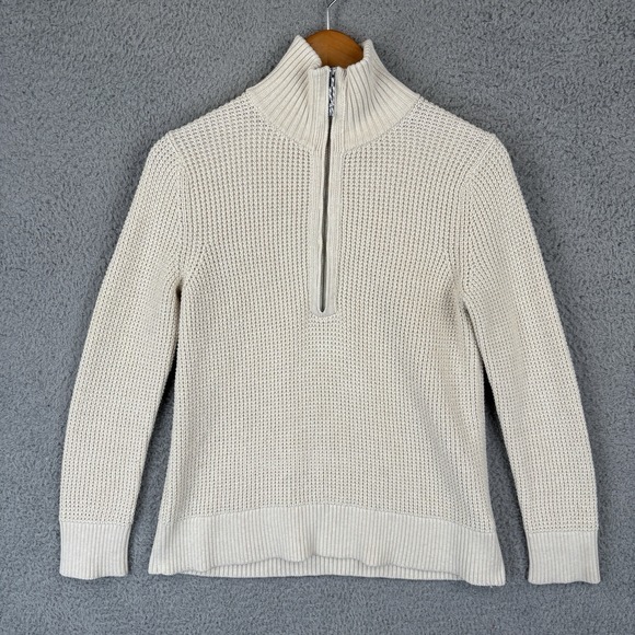 Patagonia Ponderosa Pine Sweater Womens XS Cream  1/4 Zip Waffle Knit Outdoor - Picture 2 of 8